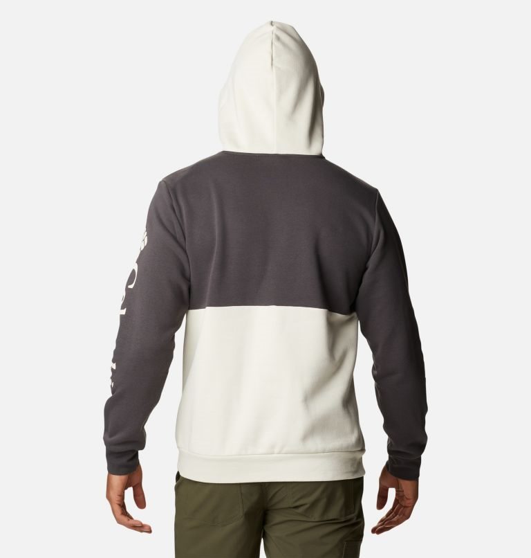 Men's Columbia Lodge Colorblock Hoodie Cream / Black | CA-Q316A