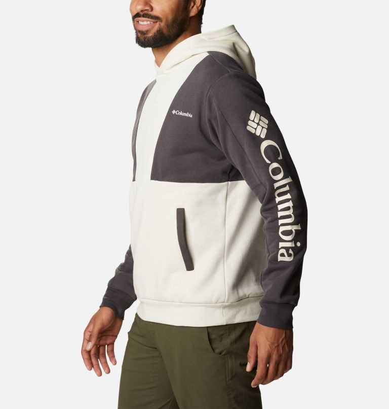 Men's Columbia Lodge Colorblock Hoodie Cream / Black | CA-Q316A