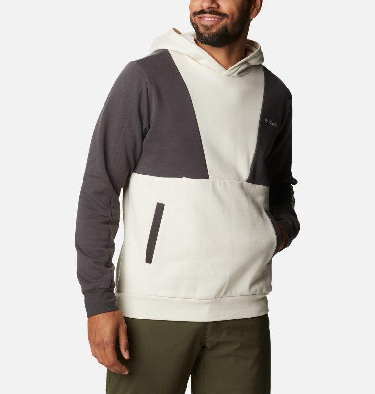 Men's Columbia Lodge Colorblock Hoodie Cream / Black | CA-Q316A