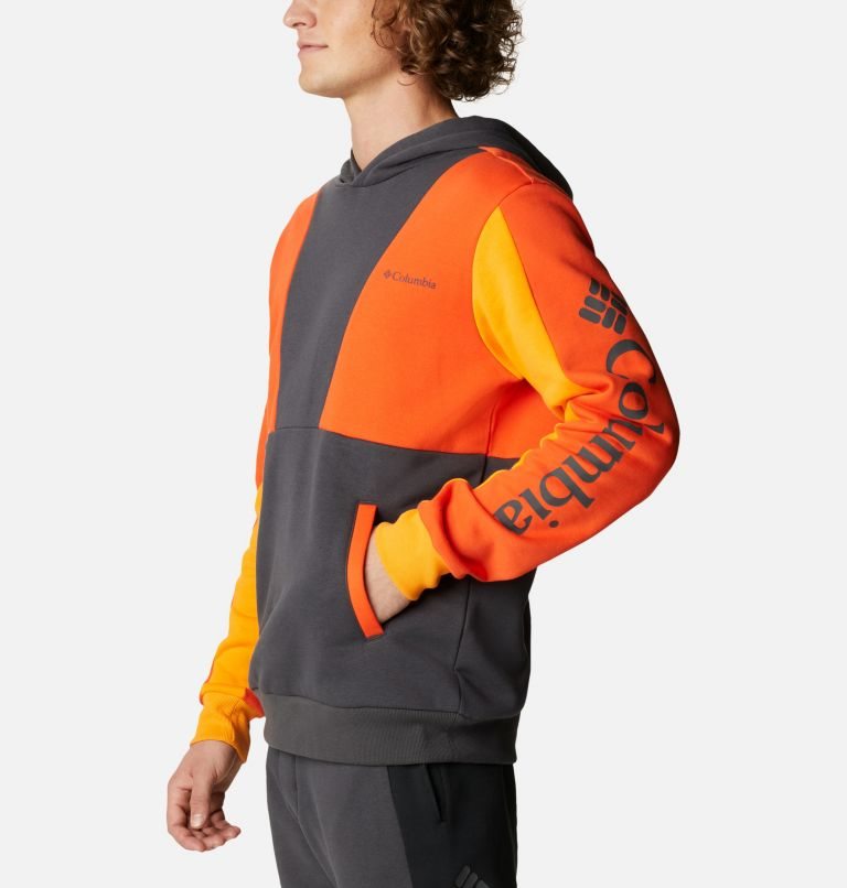 Men's Columbia Lodge Colorblock Hoodie Orange / Black | CA-RA516