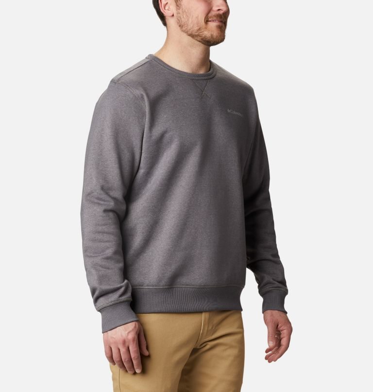 Men's Columbia Logo Fleece Crew Sweatshirts Grey | CA-B06C5