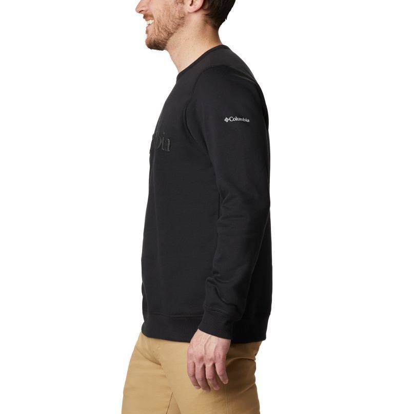 Men's Columbia Logo Fleece Crew Sweatshirts Black | CA-IL153