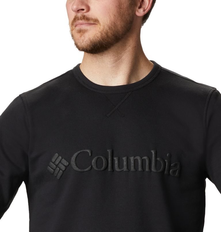 Men's Columbia Logo Fleece Crew Sweatshirts Black | CA-IL153