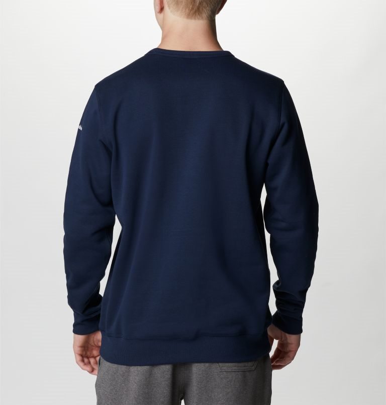 Men's Columbia Logo Fleece Crew Sweatshirts Navy | CA-TA0L3