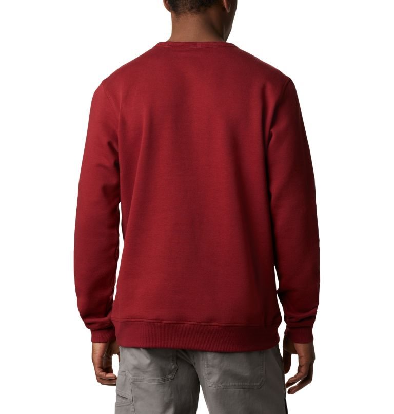 Men's Columbia Logo Fleece Crew Sweatshirts Red | CA-Y53C4