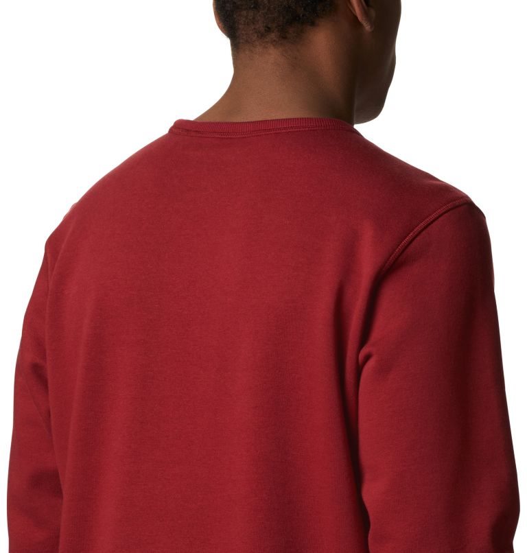 Men's Columbia Logo Fleece Crew Sweatshirts Red | CA-Y53C4