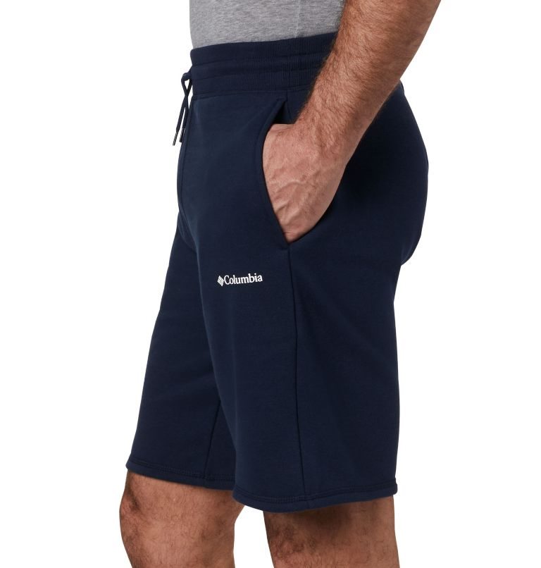 Men's Columbia Logo Fleece Shorts Navy | CA-Z1CL0