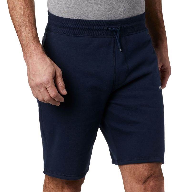Men's Columbia Logo Fleece Shorts Navy | CA-Z1CL0