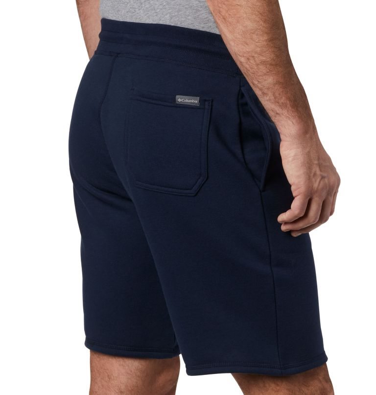 Men's Columbia Logo Fleece Shorts Navy | CA-Z1CL0