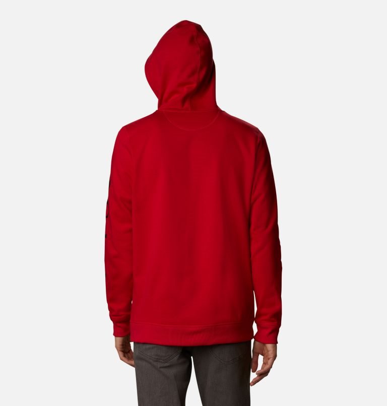 Men's Columbia Logo Full Zip Fleece Hoodie Red | CA-J486A