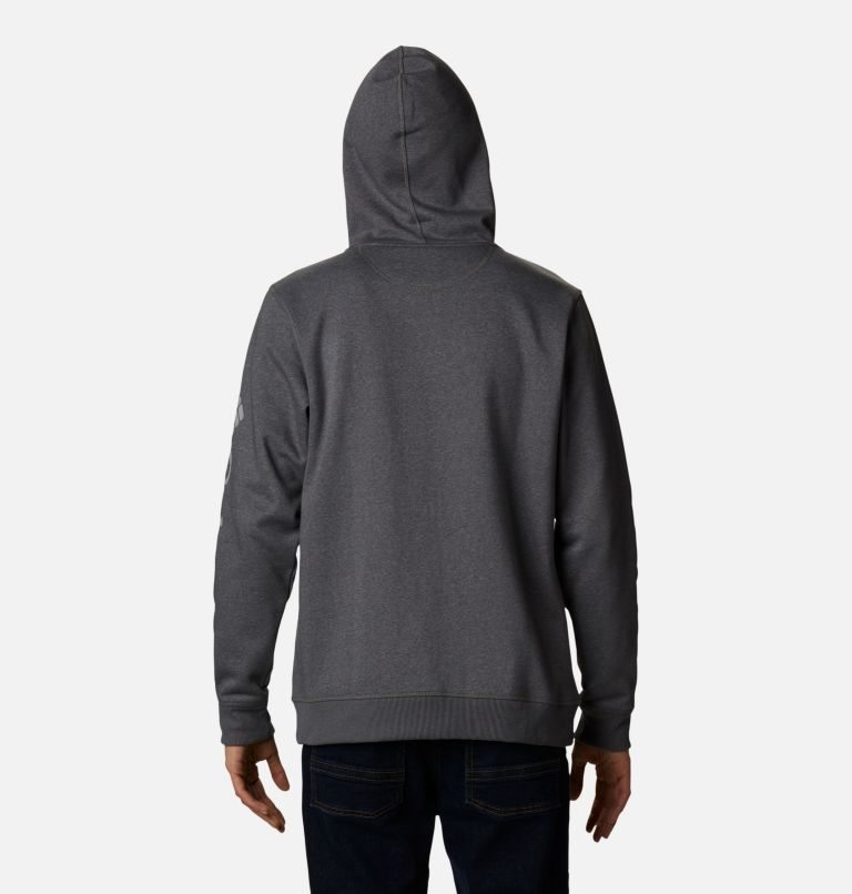 Men's Columbia Logo Full Zip Fleece Hoodie Dark Grey | CA-U56AC