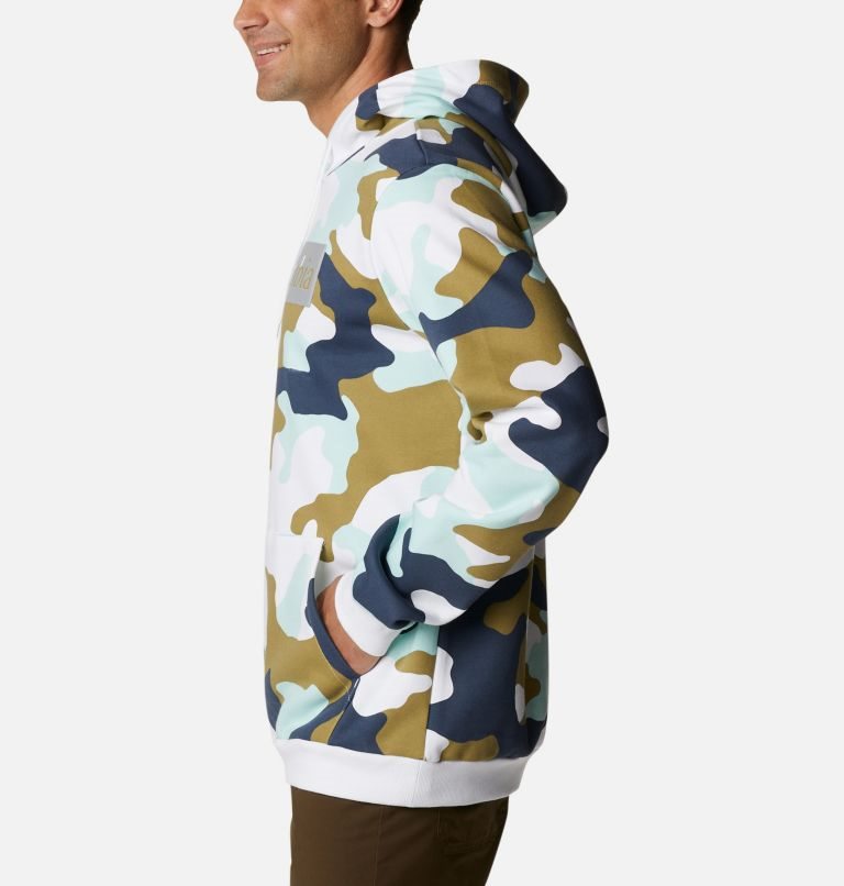 Men's Columbia Logo Printed Hoodie Camo | CA-R83L4