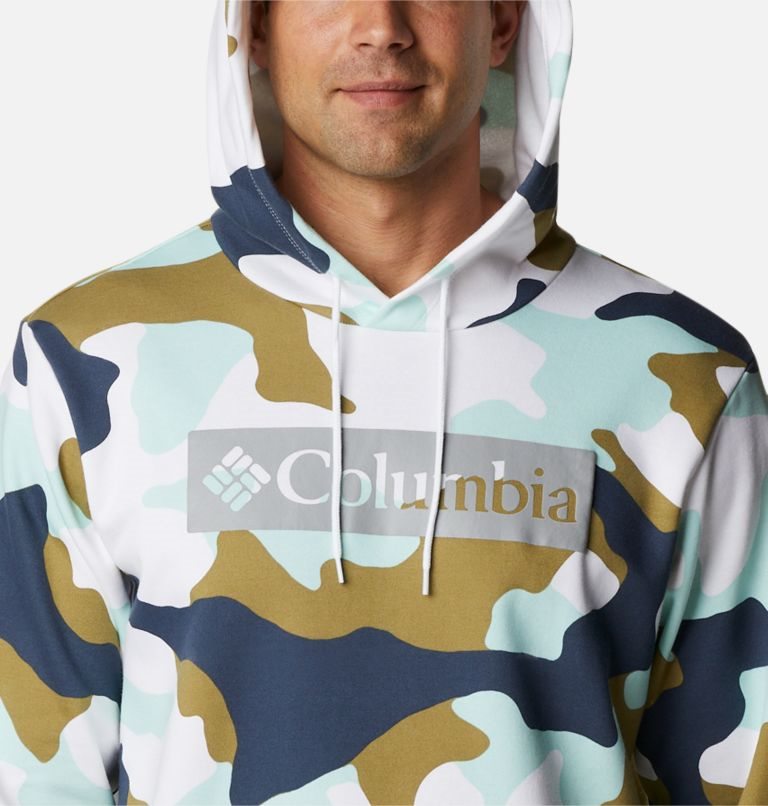Men's Columbia Logo Printed Hoodie Camo | CA-R83L4