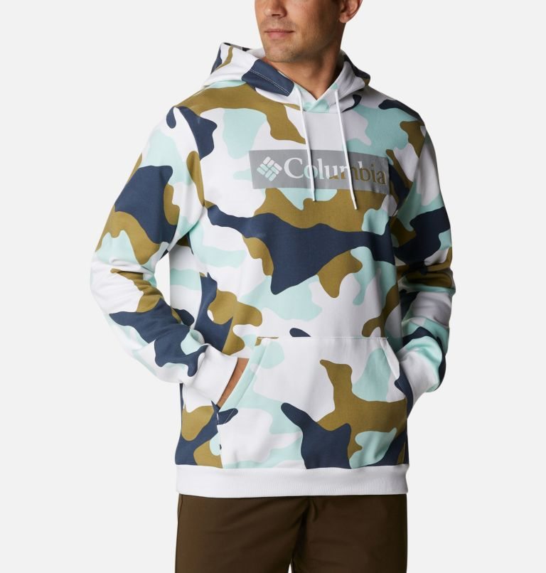 Men's Columbia Logo Printed Hoodie Camo | CA-R83L4
