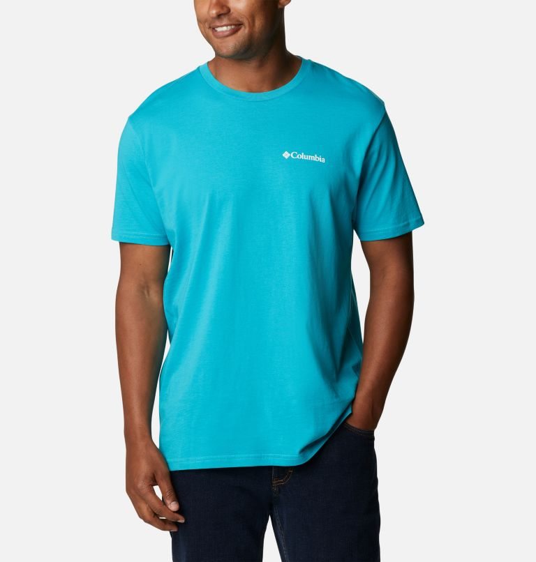 Men's Columbia Mountain Graphic T Shirts Turquoise | CA-O50C8