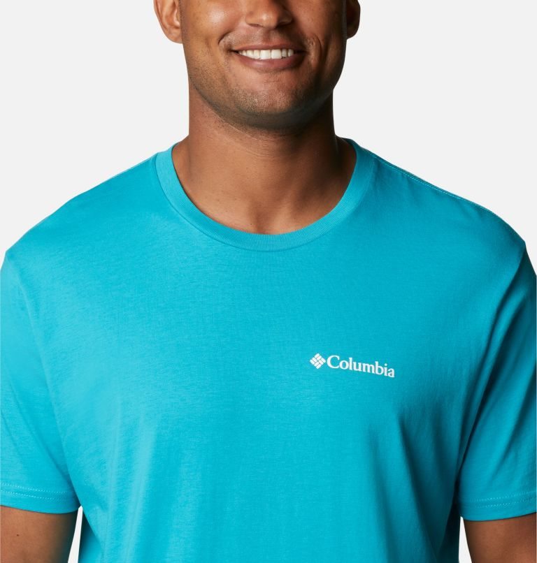 Men's Columbia Mountain Graphic T Shirts Turquoise | CA-O50C8