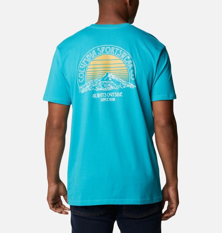Men\'s Columbia Mountain Graphic T Shirts Turquoise | CA-O50C8