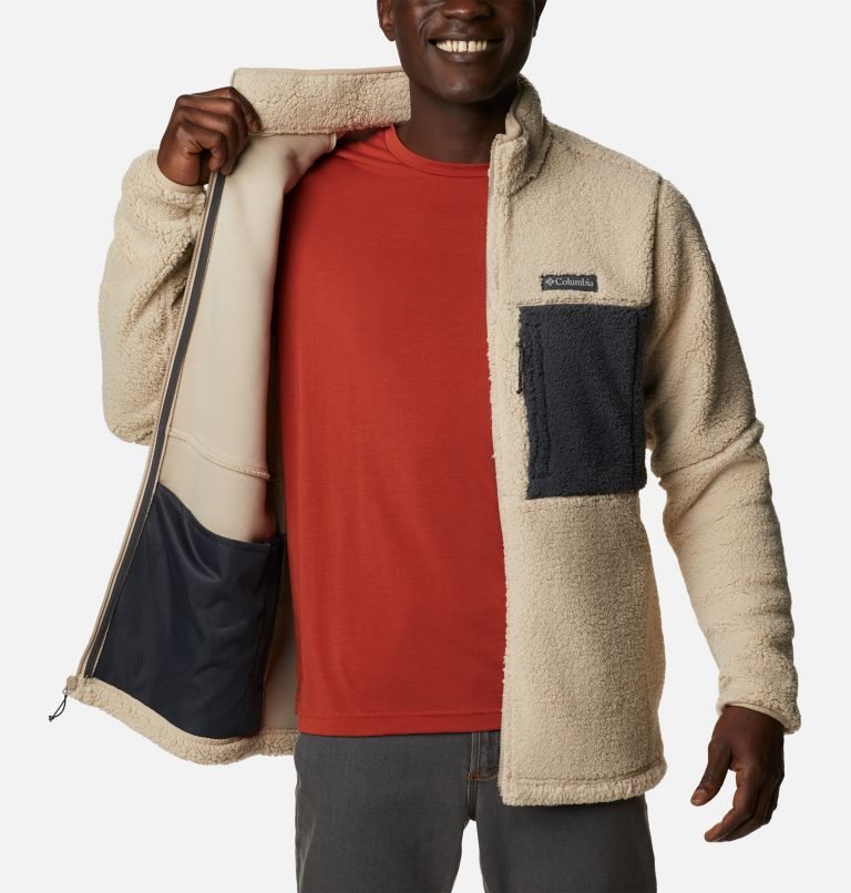 Men's Columbia Mountainside Heavyweight Sherpa Fleece Jackets Beige | CA-BC568