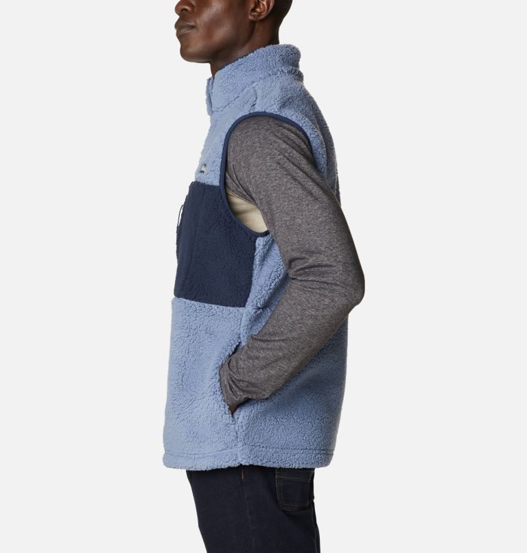 Men's Columbia Mountainside Sherpa Fleece Vest Blue | CA-F3680