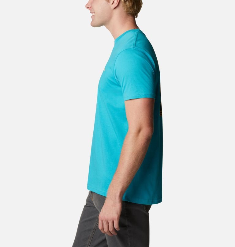 Men's Columbia New Heights Graphic T Shirts Turquoise | CA-F3LA0