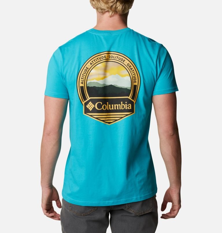 Men\'s Columbia New Heights Graphic T Shirts Turquoise | CA-F3LA0