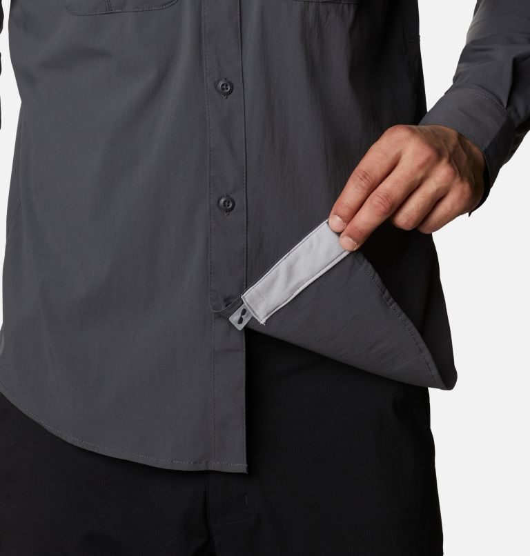 Men's Columbia Newton Ridge Long Sleeve Shirts Dark Grey | CA-T4L06