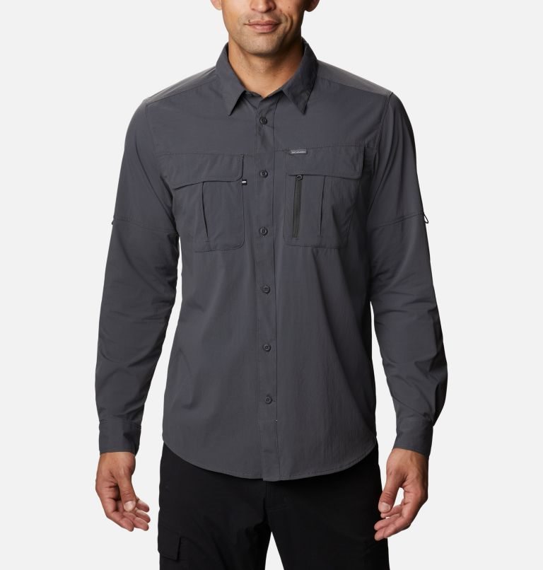 Men\'s Columbia Newton Ridge Long Sleeve Shirts Dark Grey | CA-T4L06