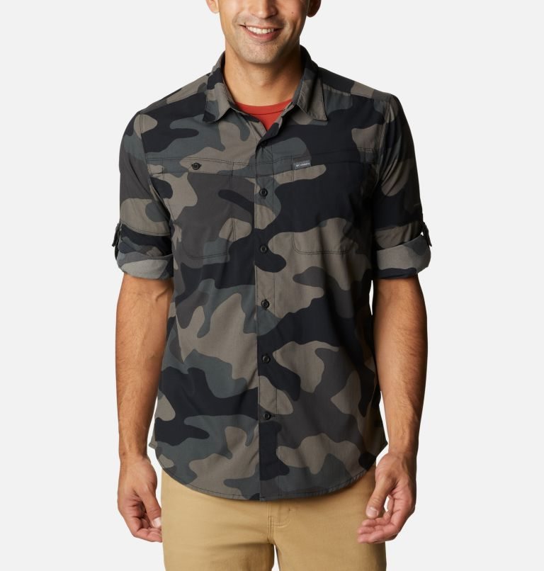 Men's Columbia Newton Ridge Printed Long Sleeve Shirts Camo | CA-P1C65