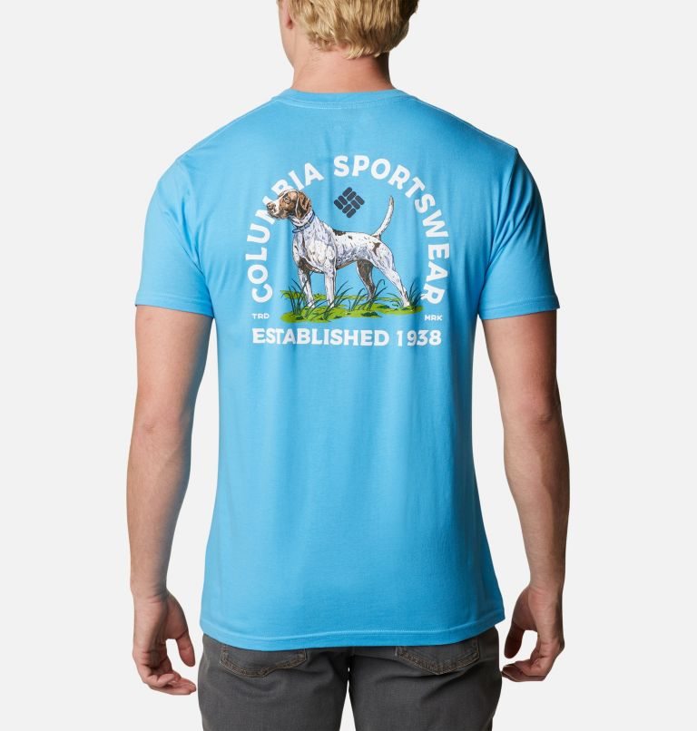 Men\'s Columbia Nova Graphic T Shirts Light Blue | CA-U3C5A