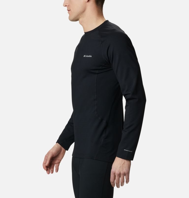 Men's Columbia Omni-Heat 3D Knit Crew Baselayer Sweatshirts Black | CA-V63AC