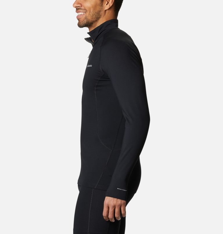 Men's Columbia Omni-Heat 3D Knit Half Zip Baselayer Sweatshirts Black | CA-Z0L31