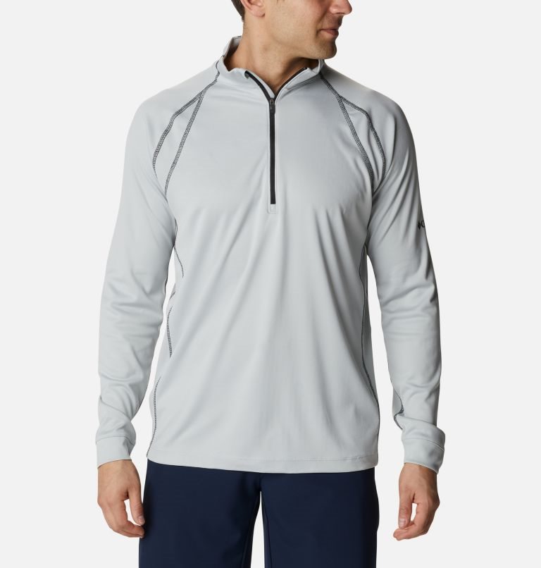 Men\'s Columbia Omni-Heat Range Session Sweatshirts Light Grey | CA-P58AC