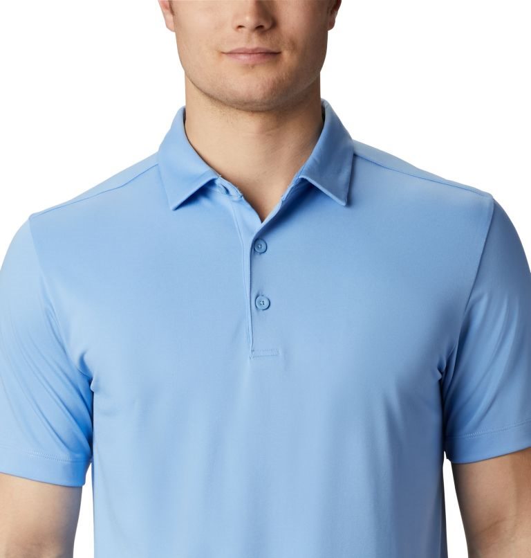 Men's Columbia Omni-Wick Drive Polo Shirts Light Blue | CA-JL0C5