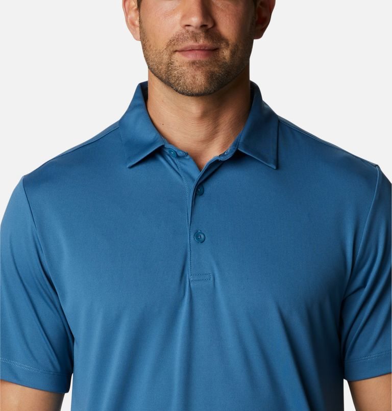 Men's Columbia Omni-Wick Drive Polo Shirts Blue | CA-K1ALC