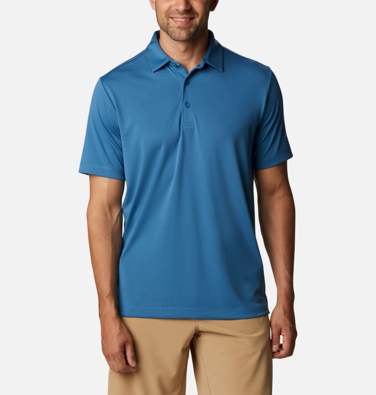 Men\'s Columbia Omni-Wick Drive Polo Shirts Blue | CA-K1ALC