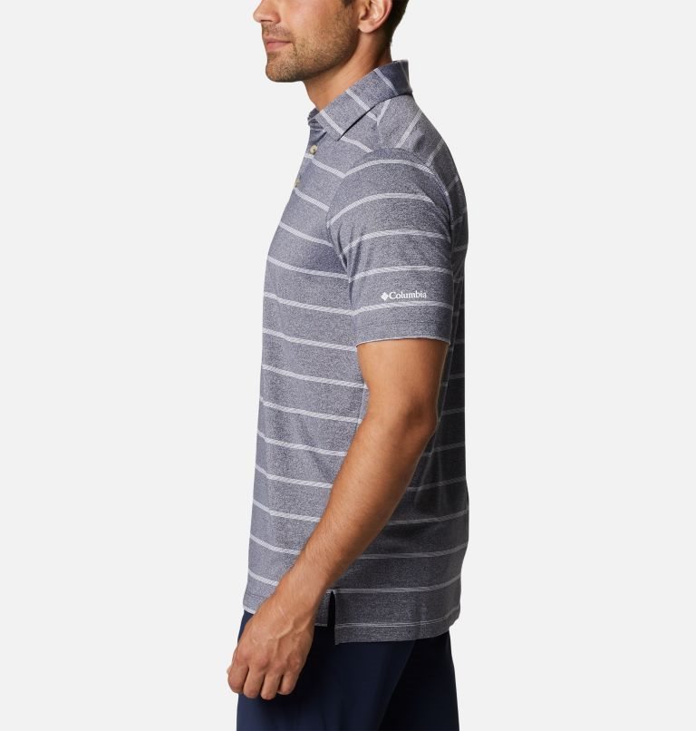 Men's Columbia Omni-Wick Pitch Mark Polo Shirts Stripe | CA-DAC1L