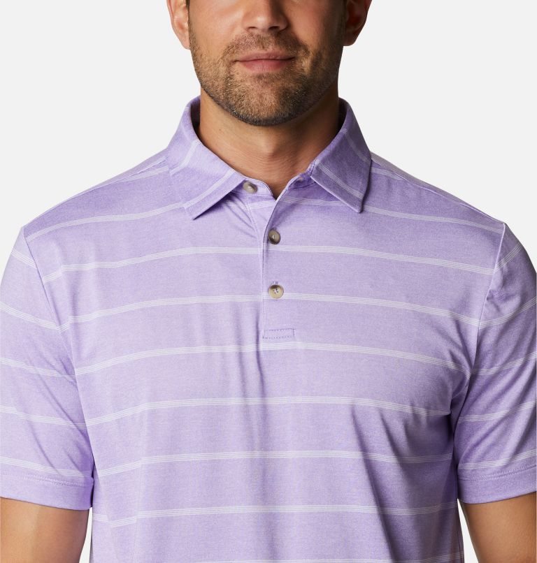 Men's Columbia Omni-Wick Pitch Mark Polo Shirts Stripe | CA-T6AC1