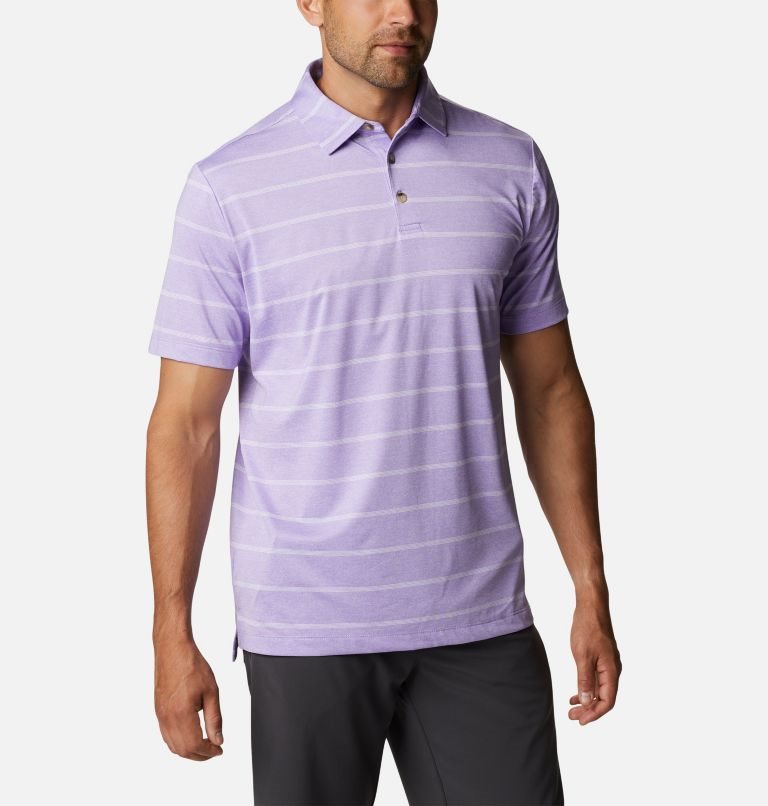 Men's Columbia Omni-Wick Pitch Mark Polo Shirts Stripe | CA-T6AC1