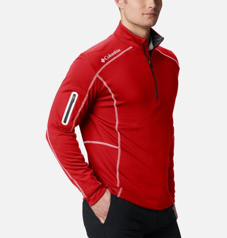 Men's Columbia Omni-Wick Shotgun Quarter-Zip Sweatshirts Red | CA-O631L