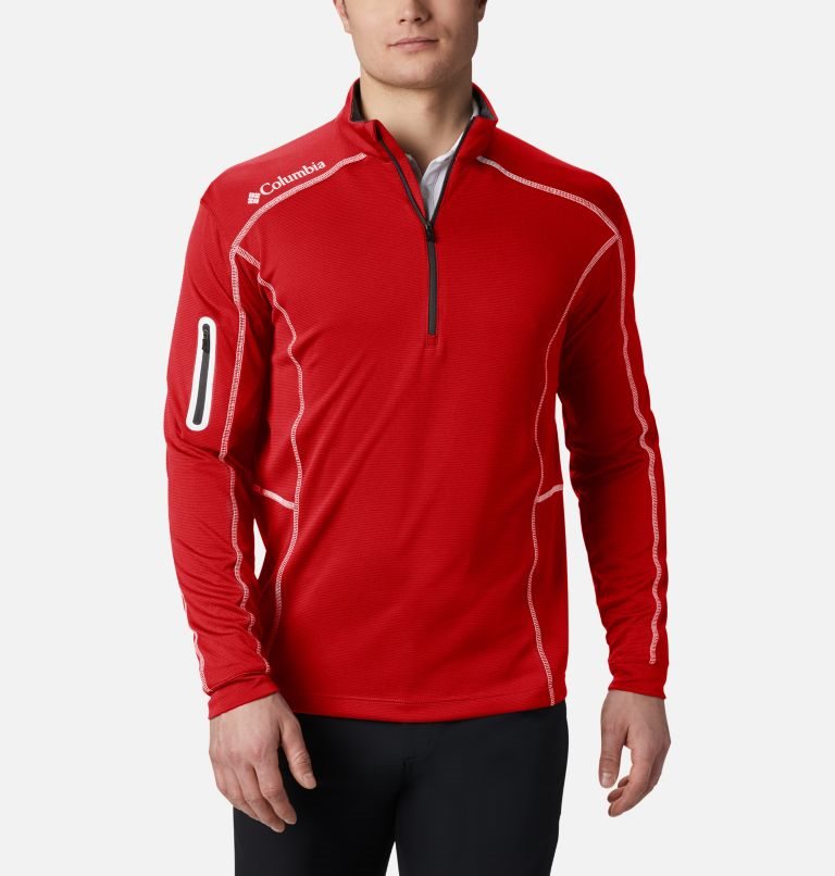 Men\'s Columbia Omni-Wick Shotgun Quarter-Zip Sweatshirts Red | CA-O631L