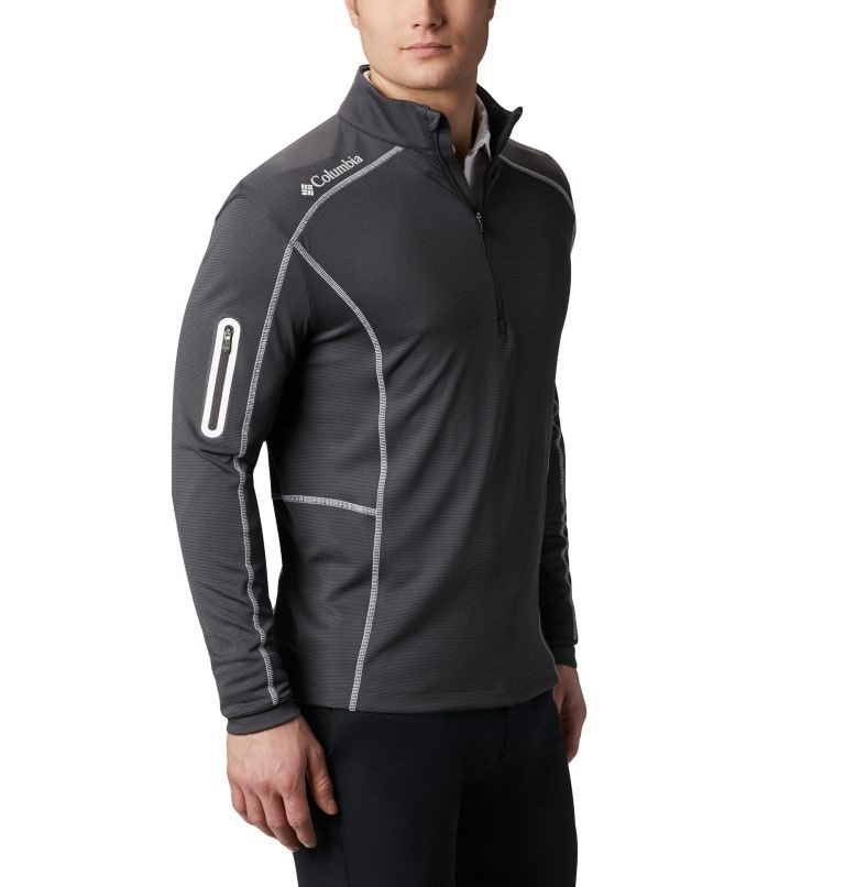 Men's Columbia Omni-Wick Shotgun Quarter-Zip Sweatshirts Black | CA-W1L5A