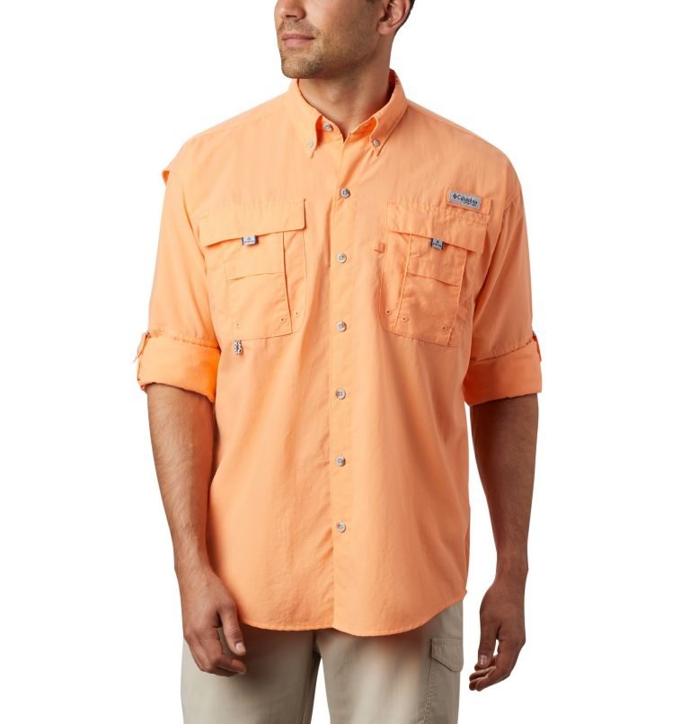 Men's Columbia PFG Bahama II Long Sleeve Shirts Orange | CA-ECA10