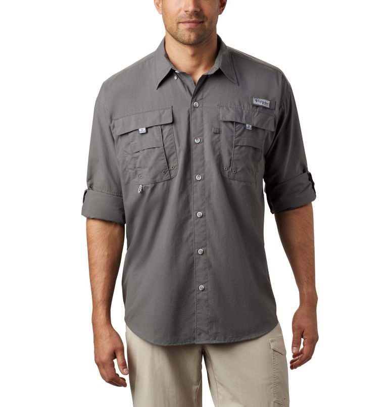 Men's Columbia PFG Bahama II Long Sleeve Shirts Dark Grey | CA-F681A