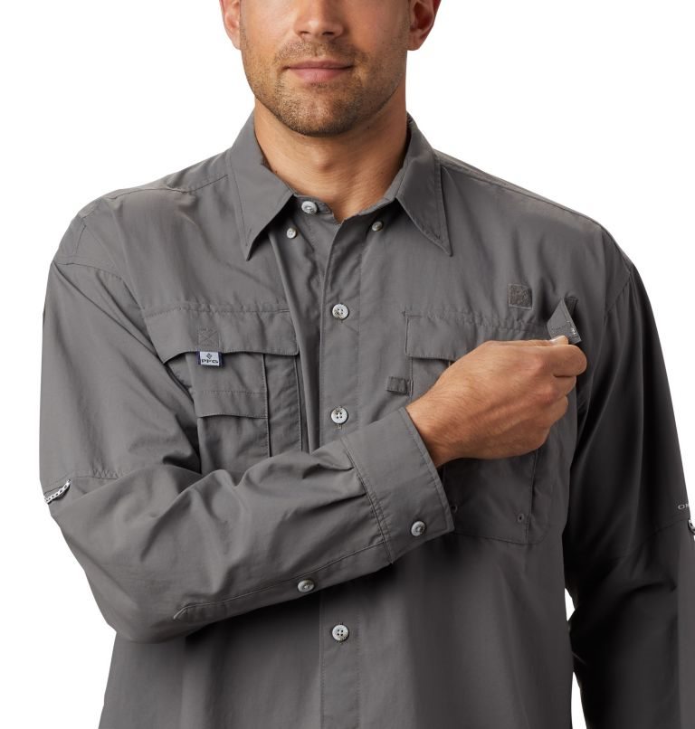 Men's Columbia PFG Bahama II Long Sleeve Shirts Dark Grey | CA-F681A