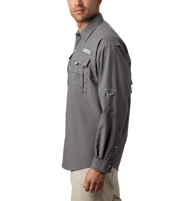 Men's Columbia PFG Bahama II Long Sleeve Shirts Dark Grey | CA-F681A