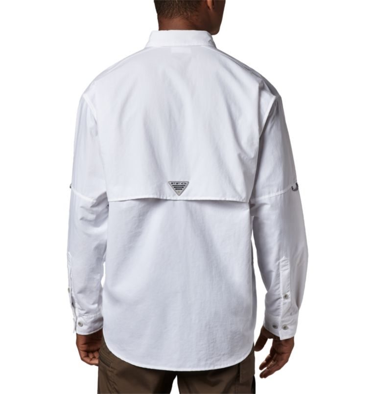 Men's Columbia PFG Bahama II Long Sleeve Shirts White | CA-HA5L4
