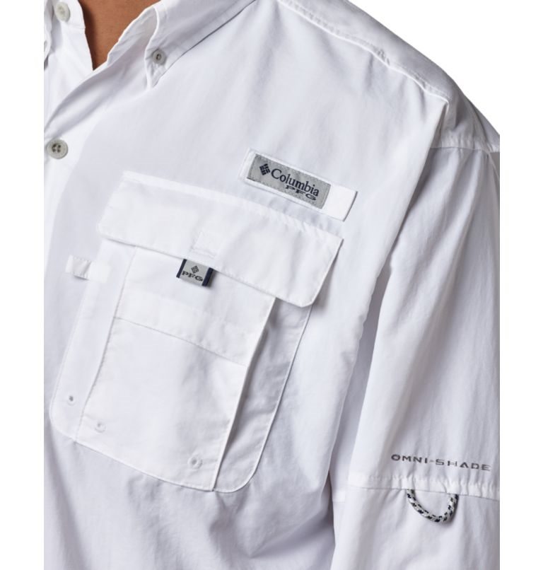 Men's Columbia PFG Bahama II Long Sleeve Shirts White | CA-HA5L4