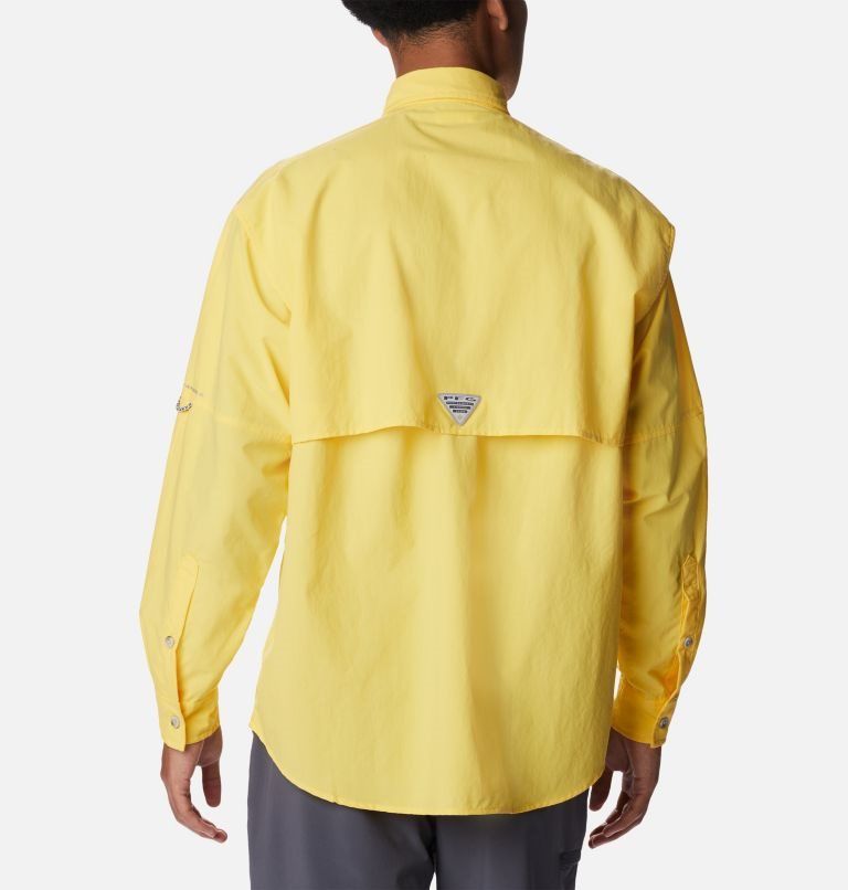 Men's Columbia PFG Bahama II Long Sleeve Shirts Yellow | CA-OLC03
