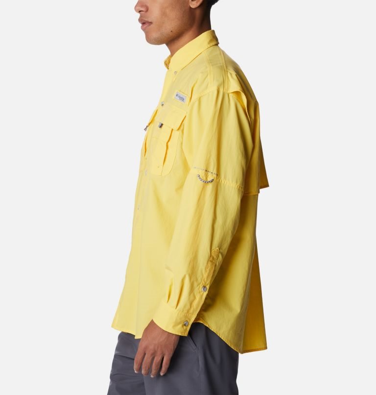 Men's Columbia PFG Bahama II Long Sleeve Shirts Yellow | CA-OLC03