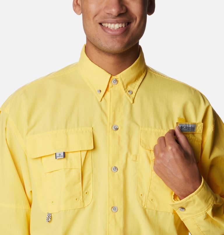 Men's Columbia PFG Bahama II Long Sleeve Shirts Yellow | CA-OLC03